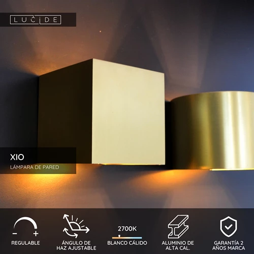 Lucide XIO - Lámpara de pared - LED Regul. - G9 - 1x3,5W 2700K - Ángulo de haz ajustable - Oro mate / Latón - USP